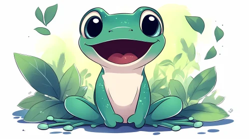 Happy Cartoon Frog Illustration