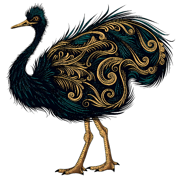 Golden Ostrich Art Tee POD Design