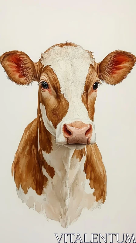 Animal Portrait of a Cow AI Image