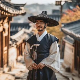 Man in Traditional Korean Clothing