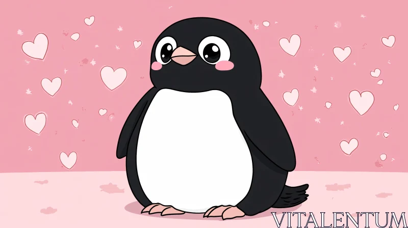 AI ART Cute Penguin Illustration on Pink Background