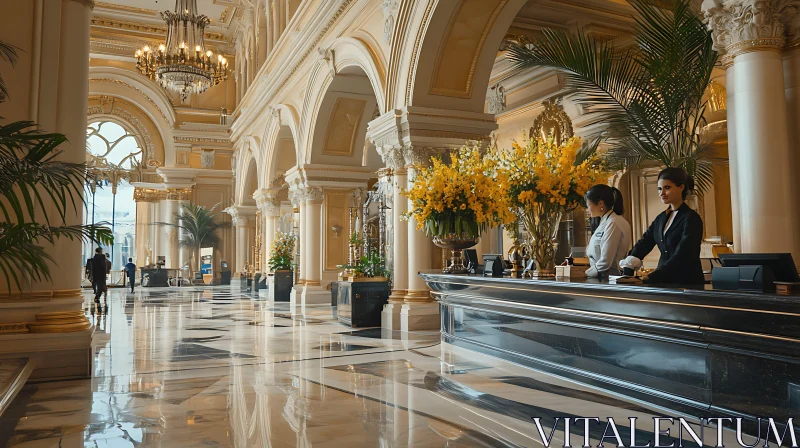 Opulent Hotel Lobby Interior AI Image