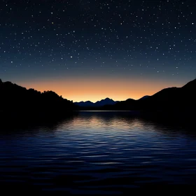 Starlit Lake at Sunset