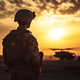 Sunset Silhouette of Armed Forces