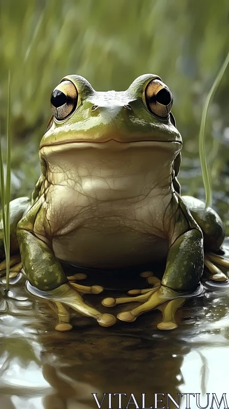 Frog in Natural Habitat AI Image