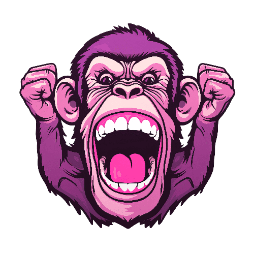 Cartoon Chimpanzee in Purple and Pink - Animal Illustration