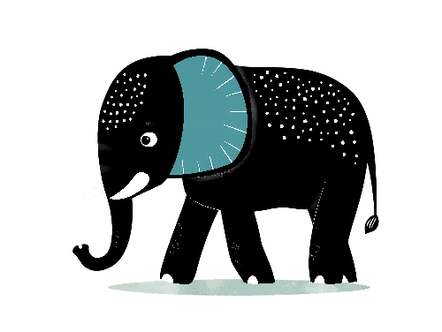 POD Design Cartoon Elephant with Blue Ear and Polka Dots