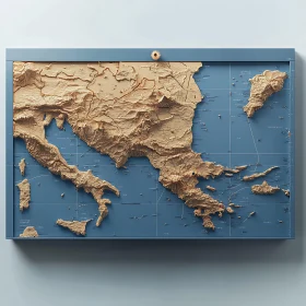 Relief Map Art: Mediterranean Topography