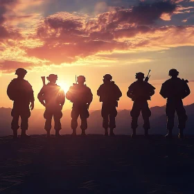 Military Sunset: A Soldier's Silhouette