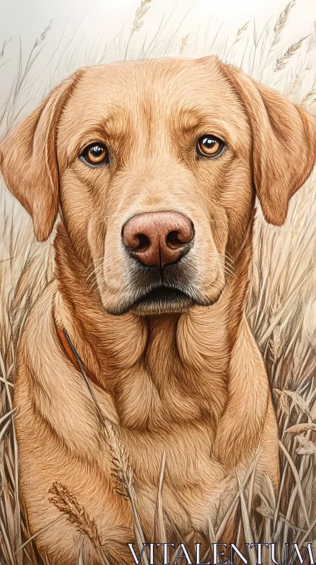 Calm Dog Amidst Wheat AI Image