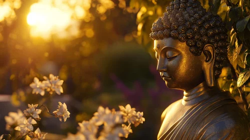 Peaceful Buddha in Sunlight Art Print