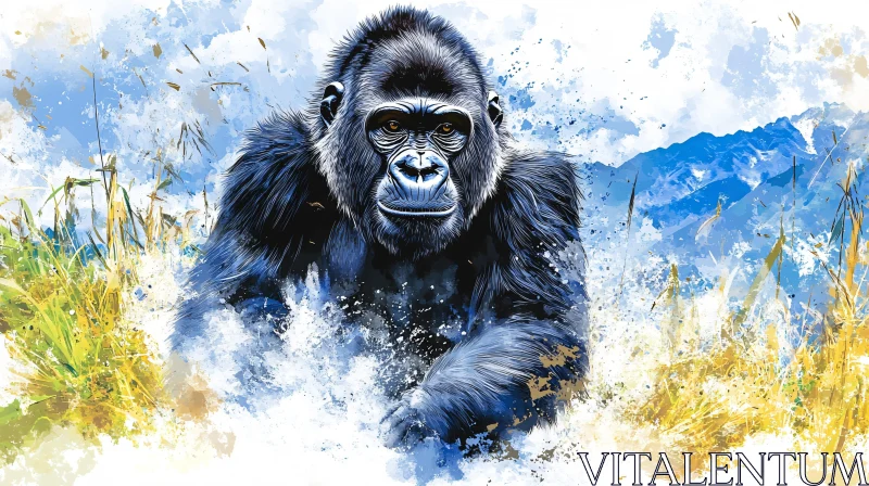 Gorilla Wildlife Illustration AI Image