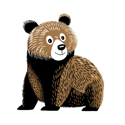 POD Design Friendly Cartoon Bear Illustration on Green Background