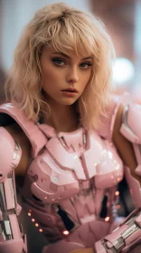 Futuristic Blonde: Photorealistic Robotic Fashion in Close-Up