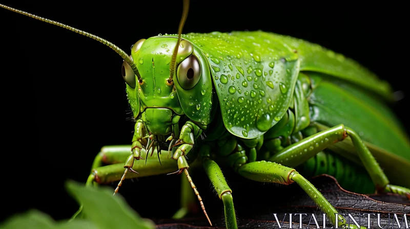 Green Insect on Leaf - Nature's Quiet Moments AI Image