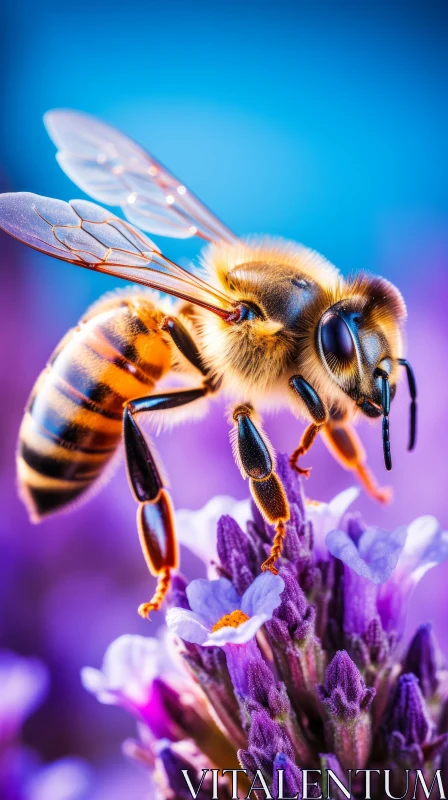 AI ART Honey Bee on Purple Flower - Technological Marvels Meets Nature