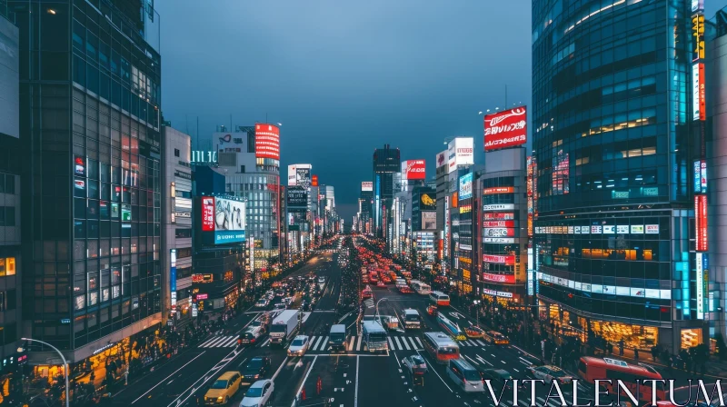 Night Lights: A Captivating Cityscape in Japanese Style AI Image