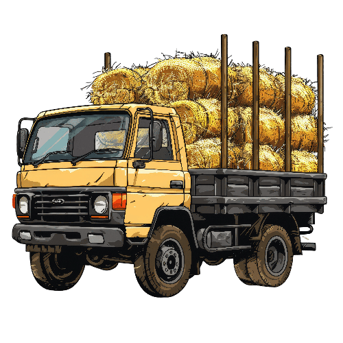 POD Design Old Yellow Truck with Hay Bales on Transparent Background