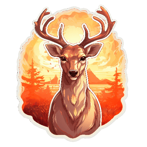 Serene Deer in Sunset Forest POD Design