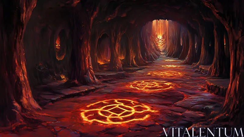 AI ART Runic Passage: Into the Depths of Fire