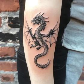 Monochrome Dragon Tattoo Design