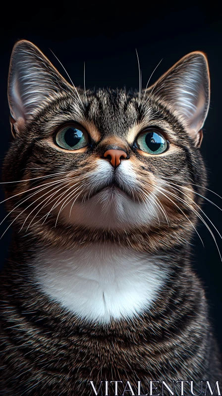 Green-Eyed Tabby Cat Image AI Image