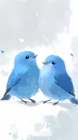 Bluebirds on a Branch Painting