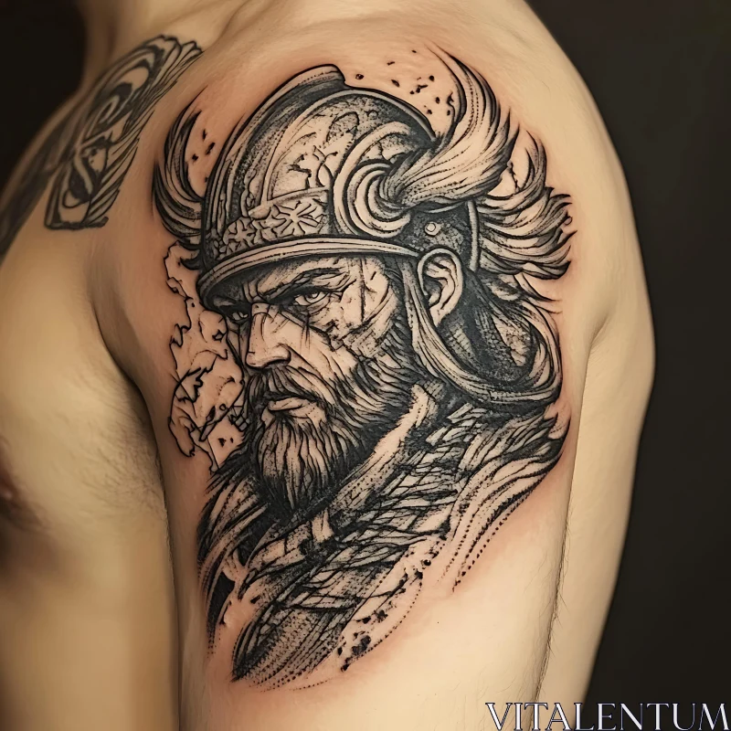 Viking Tattoo Art on Shoulder AI Image