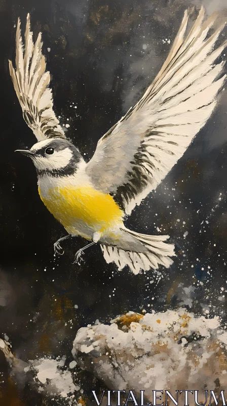 AI ART Yellow Bird in Motion