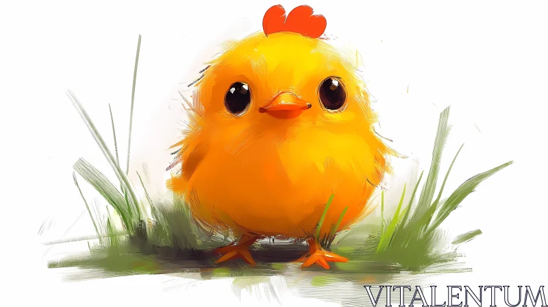 Cute Chick in Grass Art AI Image