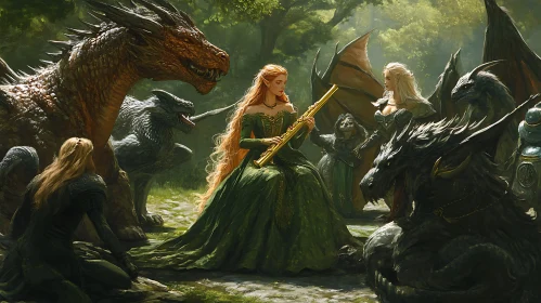 Flute Player and Dragons