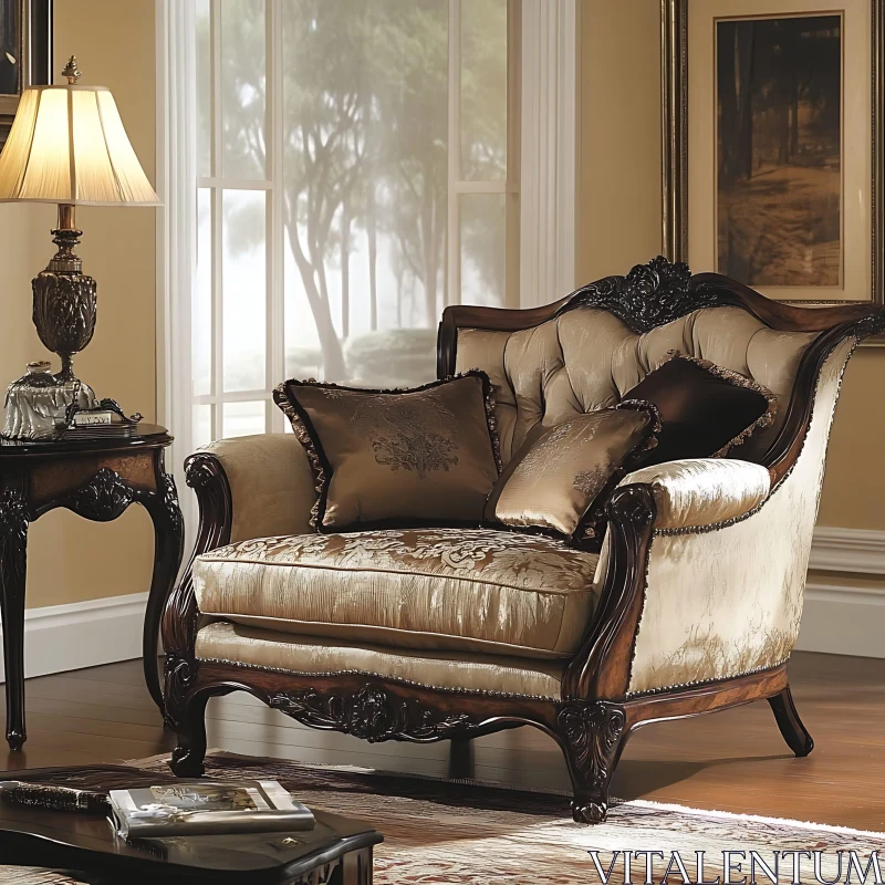 AI ART Opulent Vintage Armchair in a Classic Setting