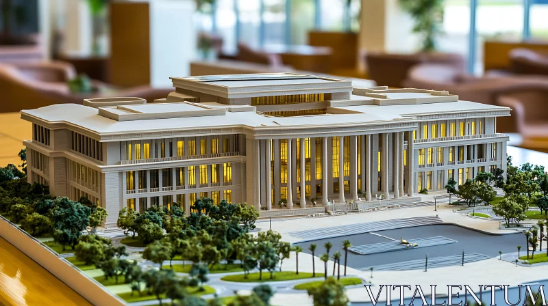 Architectural Model of a Grand Building AI Image