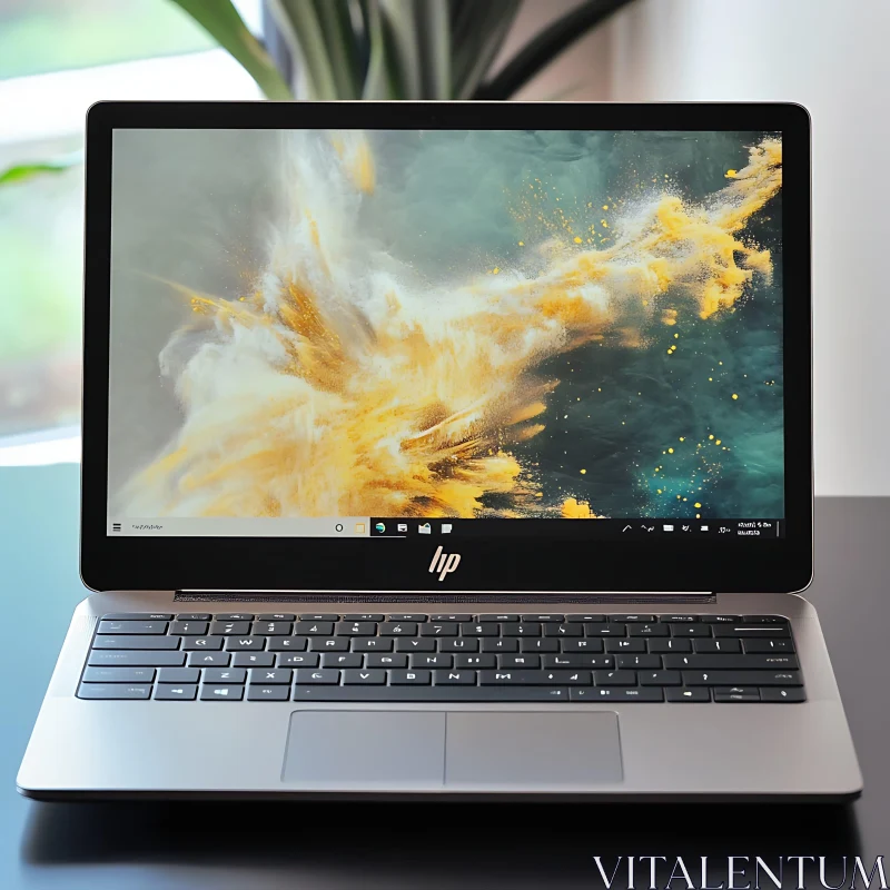 Modern HP Laptop in Contemporary Setting AI Image