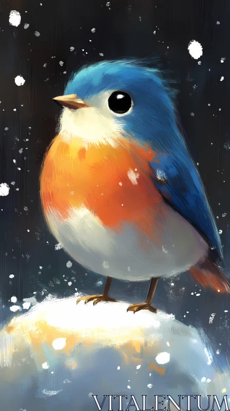 Vivid Bird in a Winter Wonderland AI Image