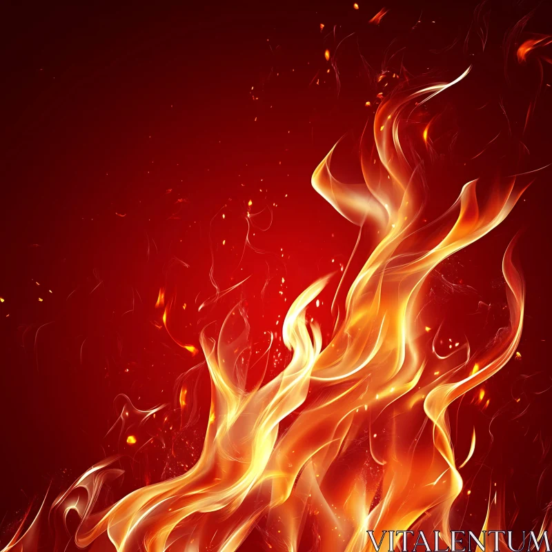 Intense Fire with Twisting Flames AI Image