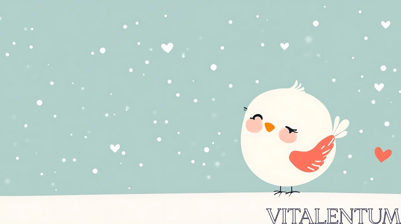 AI ART Cartoon Bird with Hearts Illustration