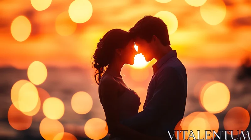 AI ART Silhouette of Couple at Sunset