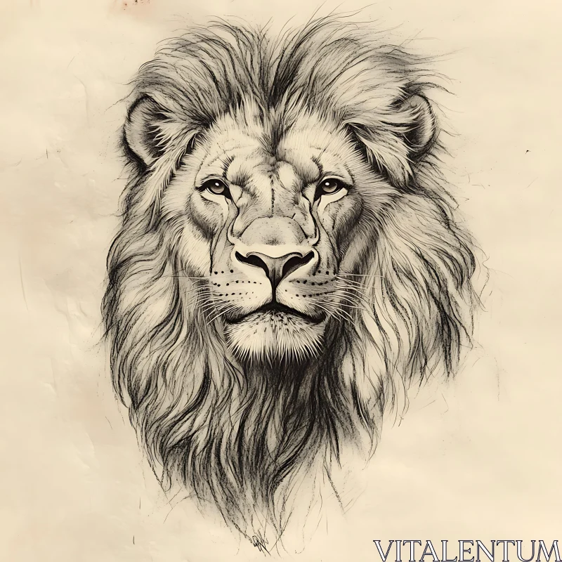 AI ART Lion Head Drawing