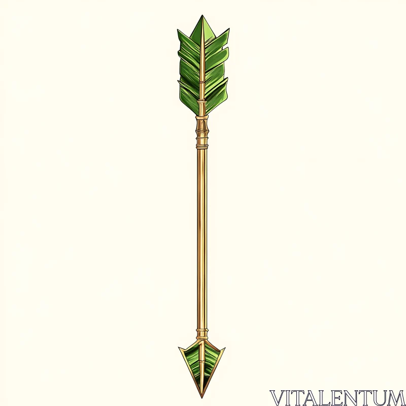 Ornate Arrow Design with Green Details AI Image