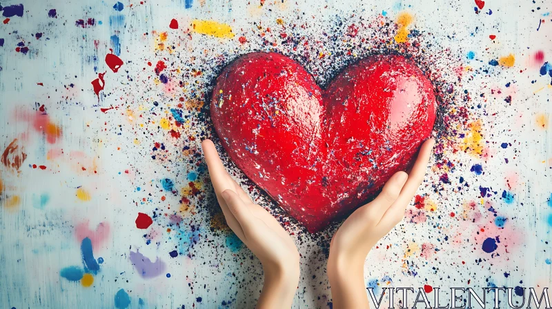 Heart in Hands Colorful Art AI Image