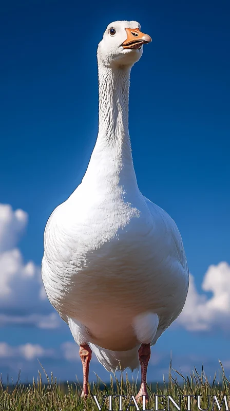 Graceful Goose Under Blue Skies AI Image