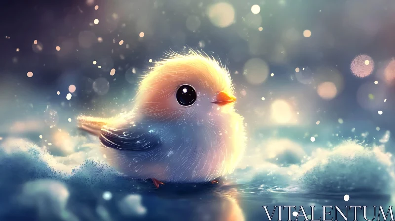 Charming Fluffy Bird Illustration AI Image