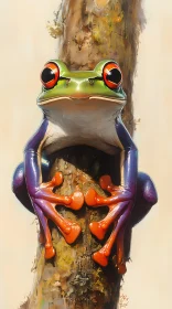 Colorful Frog with Orange Toes