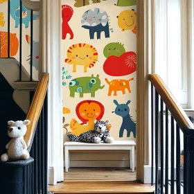 Playful Nursery with Colorful Animal Design in Children's Area