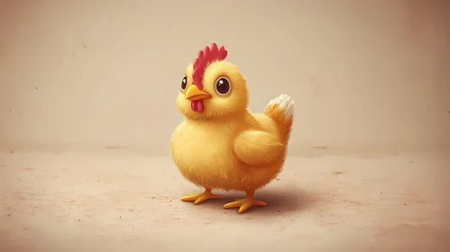 Charming Fluffy Yellow Chick Artwork