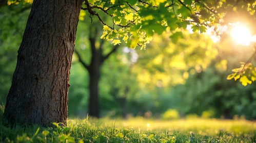 Golden Sunlight Through the Trees