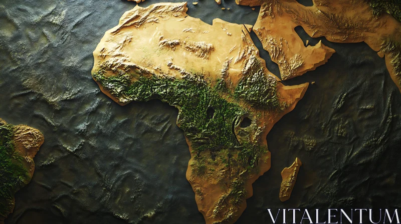 Textured Africa Continent Map Art AI Image