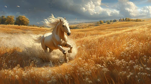 Freedom Run: White Horse in Nature