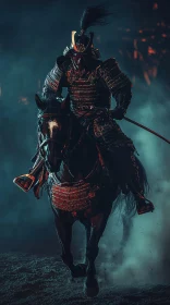 Armored Samurai Riding into Battle